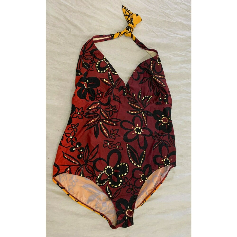 SUN SECRETS WOMENS NYLON ONE PIECE SWIMSUIT SIZE 18